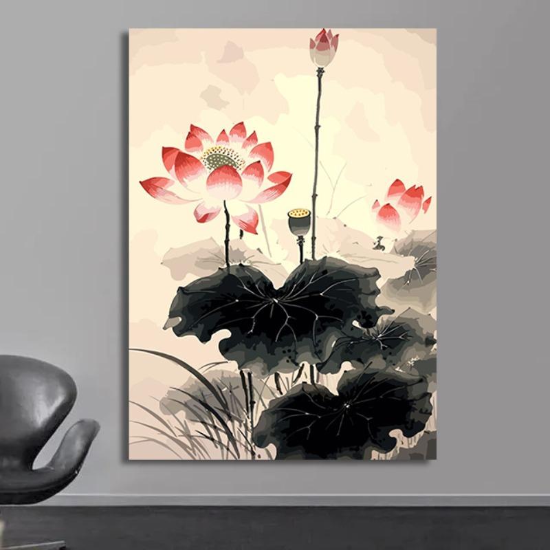 Traditonal Chinese Style Lotus Flower Lotus Leaf Canvas Painting Posters and Prints Wall Art Picture for Living Room Home Decor