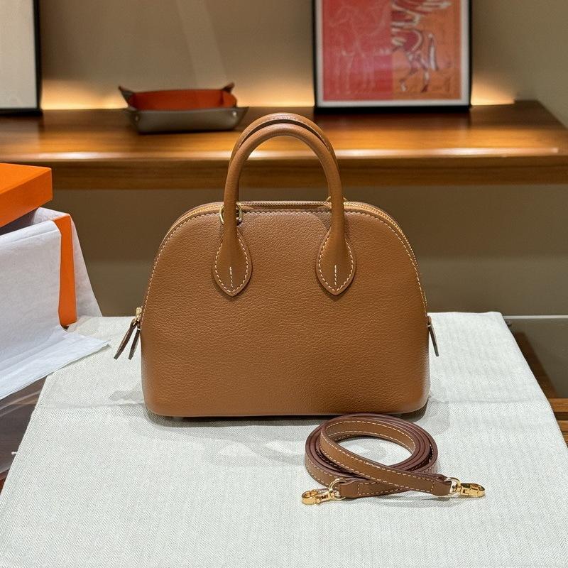 2026 new leather women's bag first layer cowhide method sheep pattern mini shell bag bowling ball portable oblique span women's bag