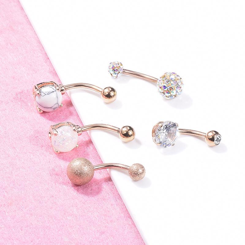 Dámské Módní Dámské Krátké Zirkonové Diamantové Piercingy do Pupíku Spona na Pupík Prsten na Břicho