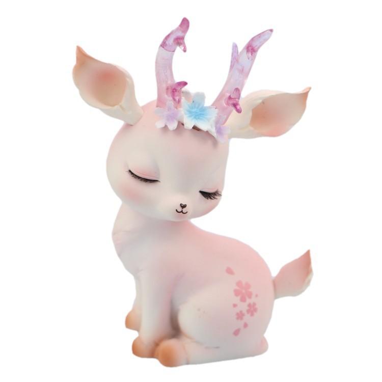 10cm Resin Deer Figurines for Fairy Garden DIY Fawn Sculpture Home Cake Party Decor Office Desk Ornament  Birthday Gift
