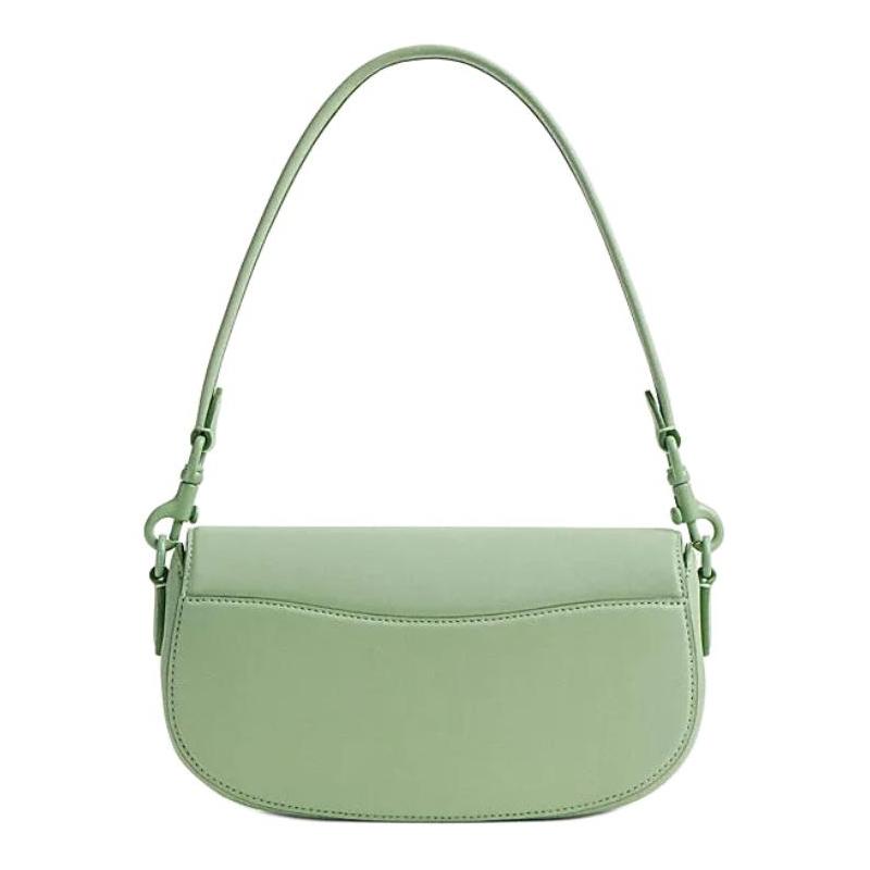 COACH Emmy 23 brand logo logo push lock closure cow leather saddle bag hand shoulder crossbody bag medium size women's light pistachio color