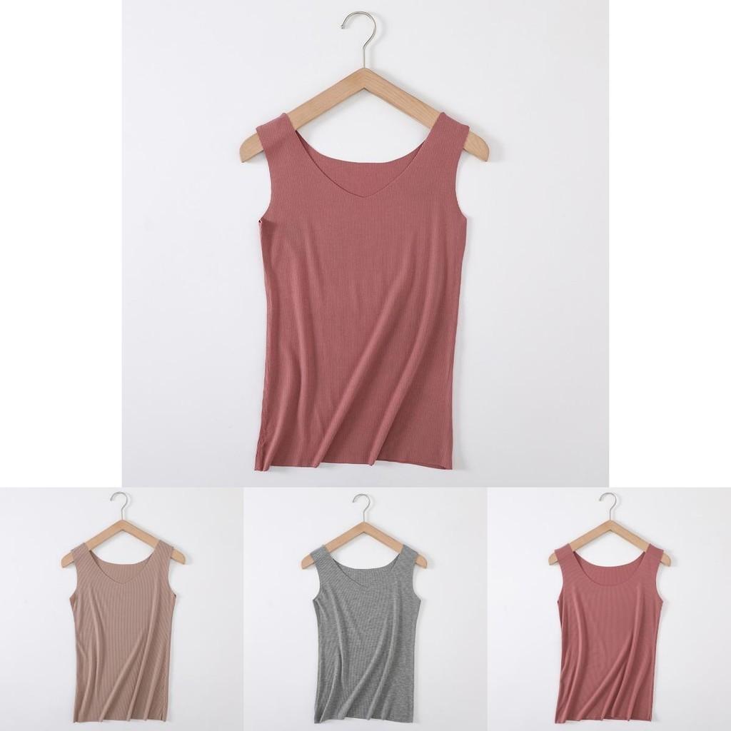 Women's Soft Seamless Ribbed Racer Back Stretch Tank Top For Yoga And Layering