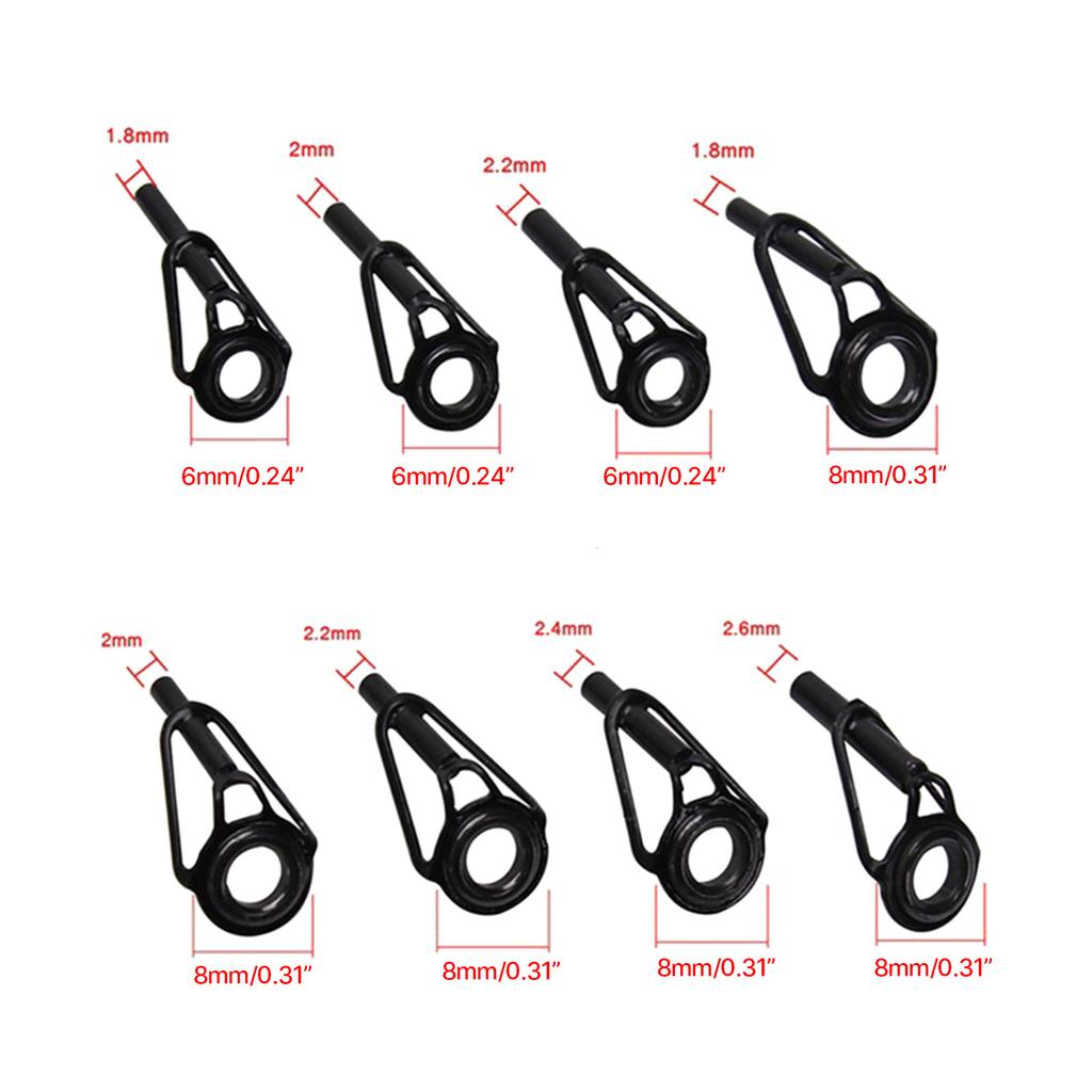 16Pcs Rod Tip Ceramic Guide Rings Replacement Fishing Eyelet Repair Guide Tips for Freshwater Saltwater Fishing Lovers
