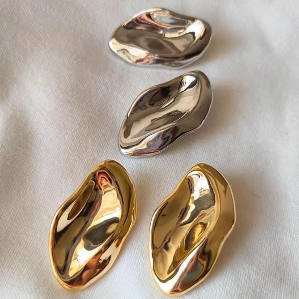 European American Style Folds Unique Earrings Leaf Chic Metal Earrings  Wedding