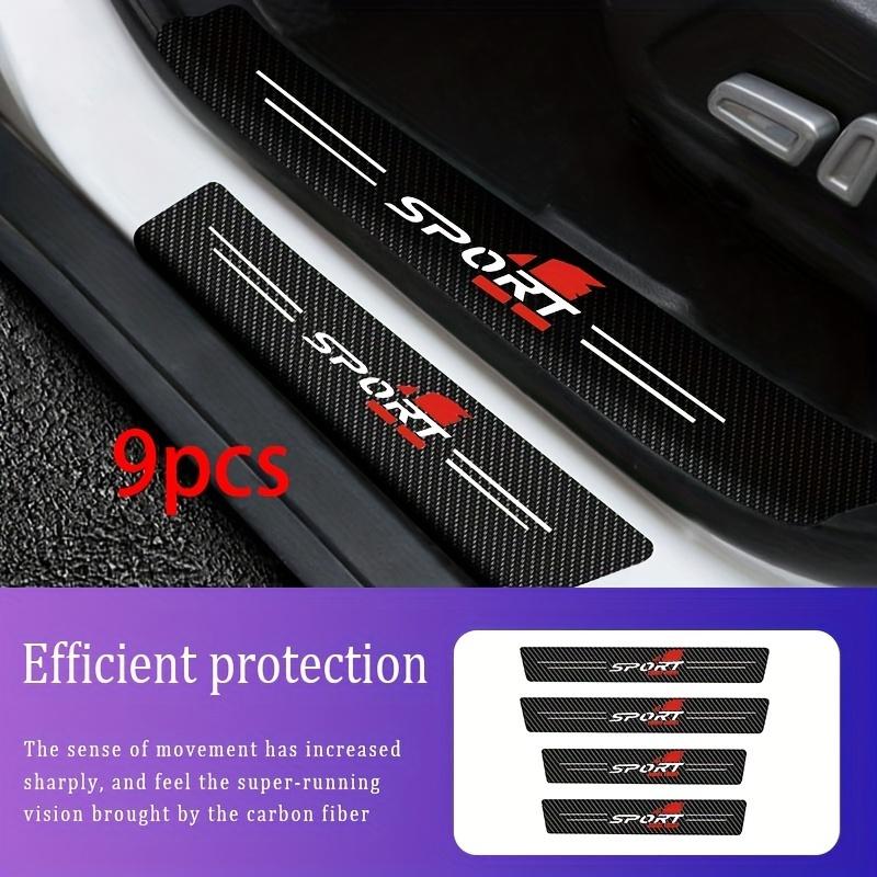 9PCS Car Door Sills Guards Stickers Film Anti Scratch Carbon Fiber Protector Scuff Pedal Cover Auto Accessories