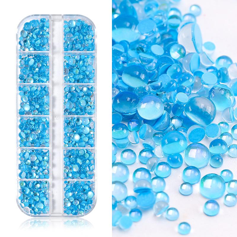 12-Grid Symphony Man Fish Ball Set Flat Bottom Nail Art Diamond Jewelry Mixed Size Nail Art Ornament Mixed