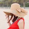 Summer Women Big Brim Straw Bow Hat Sun Fashion Wide Brim Floppy Panama Cap Outdoor Foldable Uv Protect Travel Femme Beach Hats