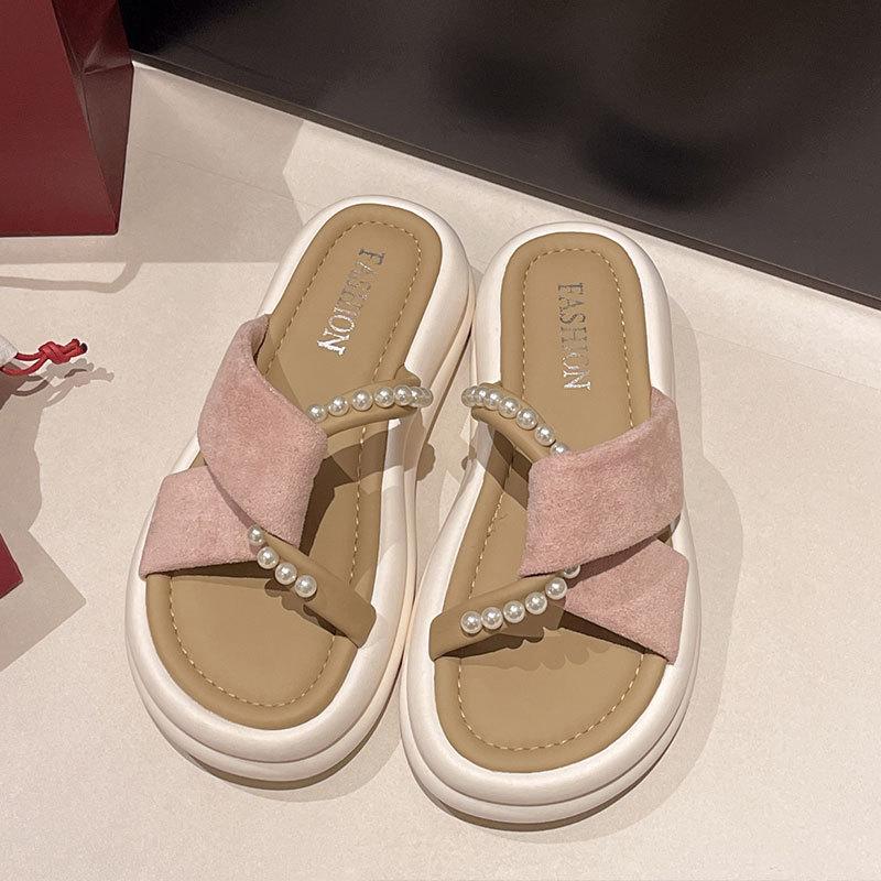 

Пляжные крутые шлепанцы на толстой подошве женские лето 2025 новые универсальные для улицы фея стиль с юбкой шлепанцы с перекрещенными ремешками 40 розовый