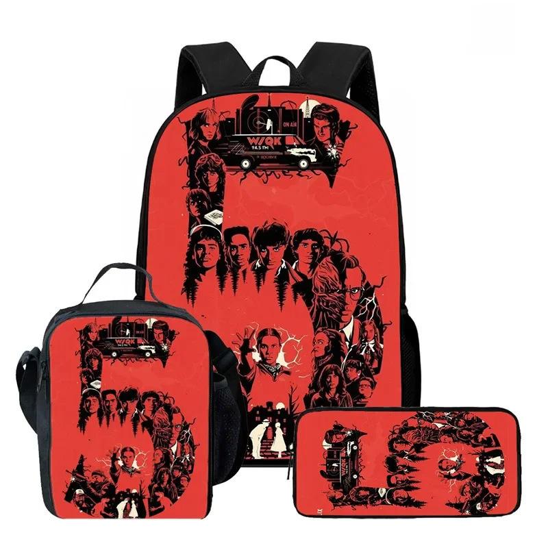 Strangertings Stranger Things Student School Bag Children'S Backpack Satchel Pencil Case