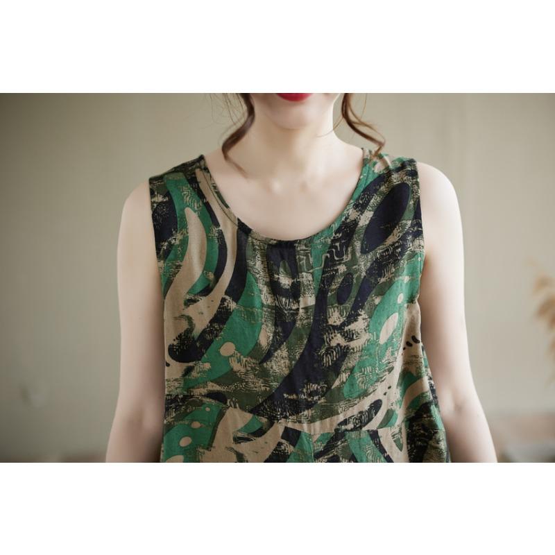 DIMANAF 2025 Summer Women Plus Size Loose Dress Basic Sleeveless Casual Long Vintage Dress New Oversized