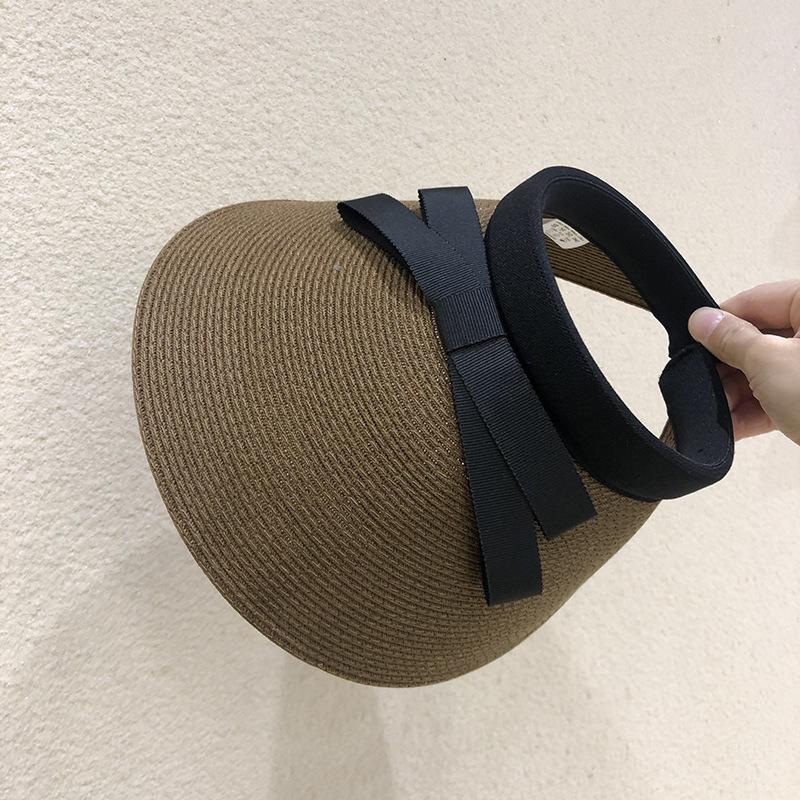 Fine cellulose empty top hat bow casual women's headband topless spring and summer sunshade sun protection duck tongue straw hat