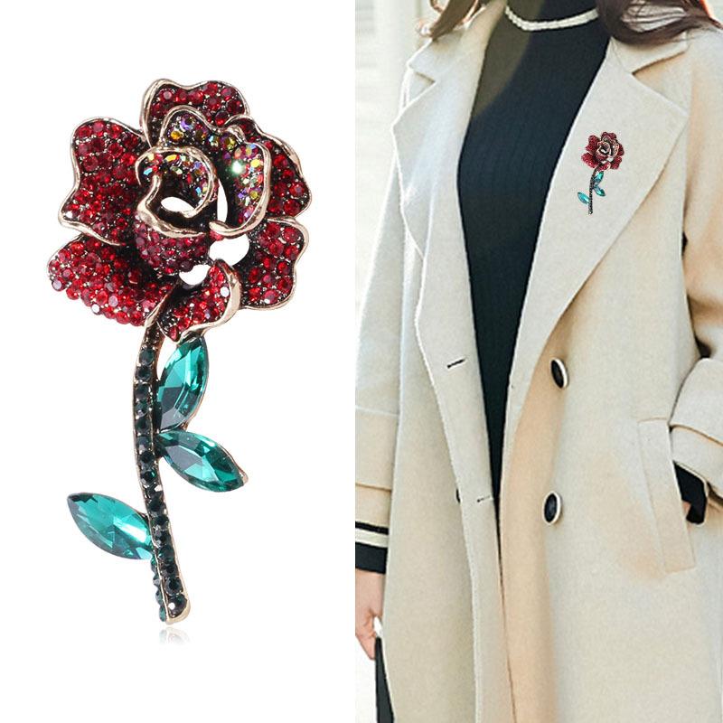 Strass-Rosenbrosche, Hochwertiger Einfacher Schmuck mit Temperament, Elegante Accessoires, Anti-Licht Kragenstift