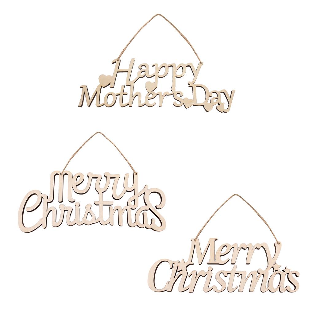 Christmas Ornament Wooden Hollow Festival Hanging Slice DIY Decoration Craft Pendant Plaque