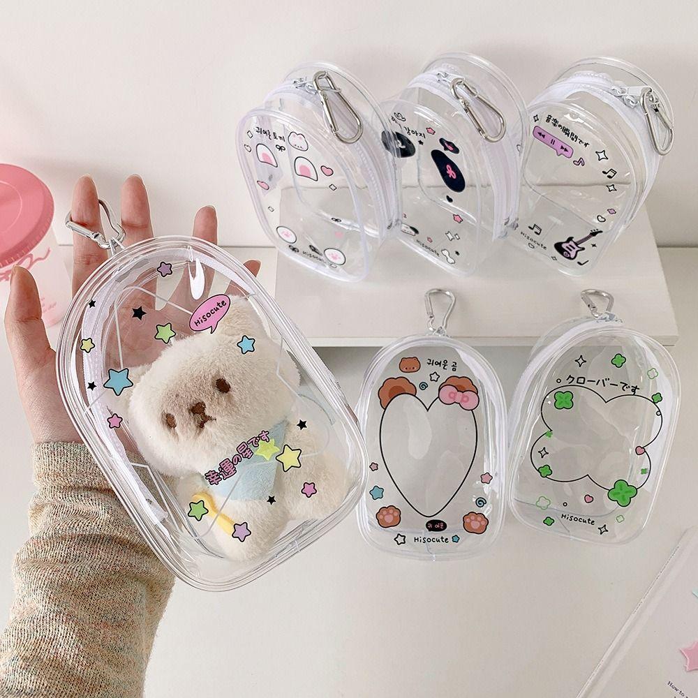 

2Pcs Protector Doll Storage Bag Cartoon Pattern Doll Transparent Case Daily Style 1