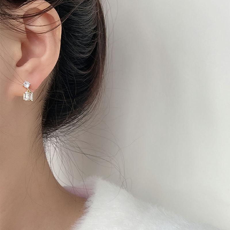 New Unique Earrings Small, Free-removing Earrings, Square Diamond Square Niche Design