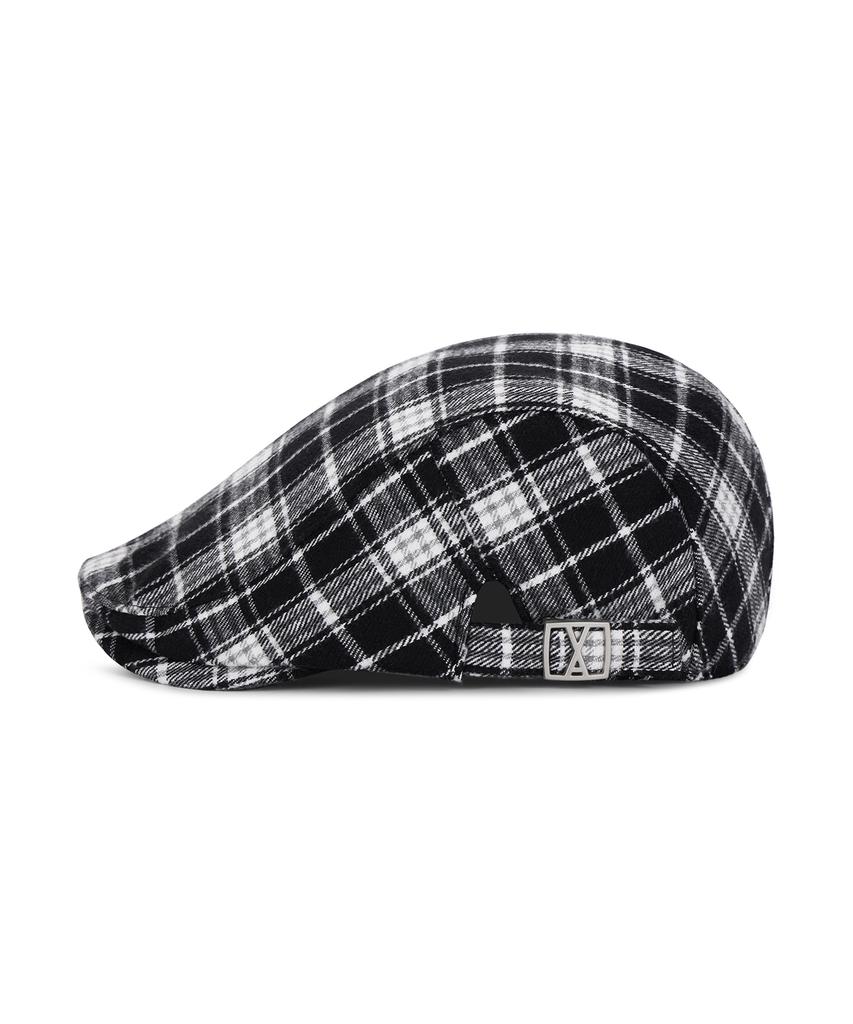 Bajal Va Square Belt Check Hunting Cap Black Check
