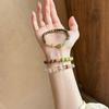 Natural Green Ghost Agate Beaded Crystal Bracelet Simple Retro Temperament Bracelet Light Luxury Versatile Niche Jewelry Women
