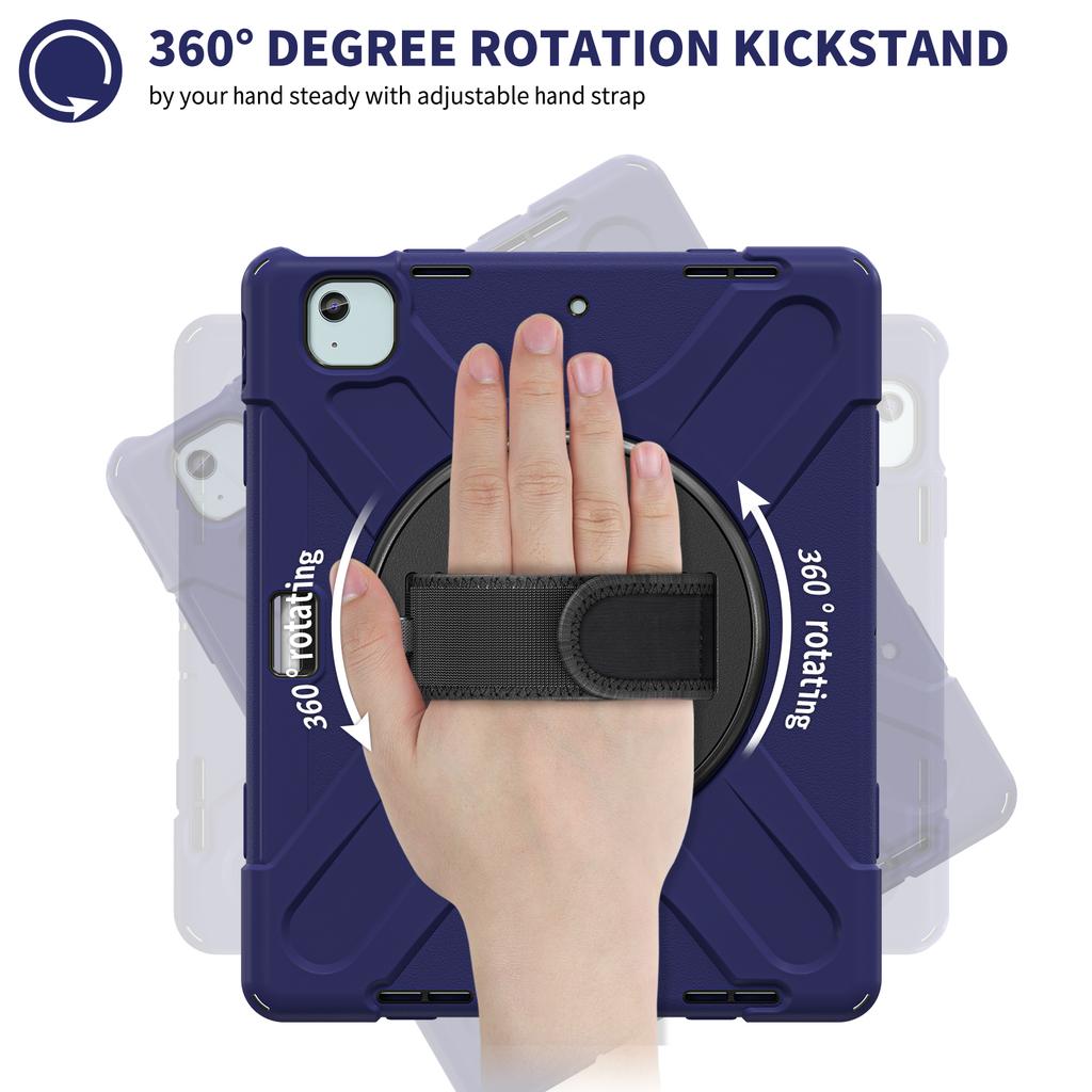 For iPad Air 11 (2025)/(2024) Case with Shoulder Strap TPU+PC+Silicone Kickstand Tablet Cover