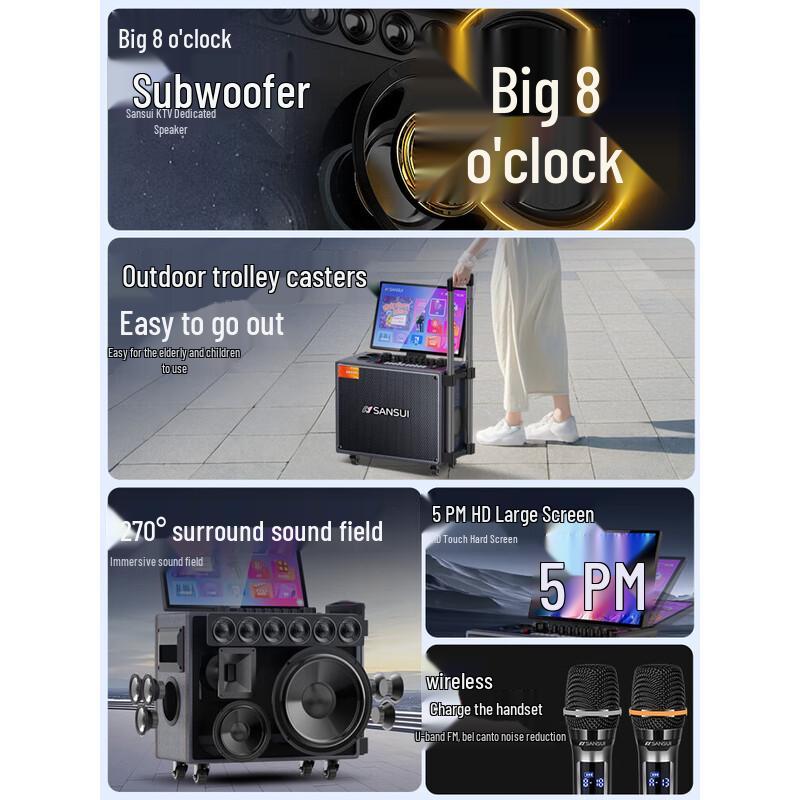 SANSUI Q065 Portable Karaoke & Video Player Speaker CN plug (adapter included)