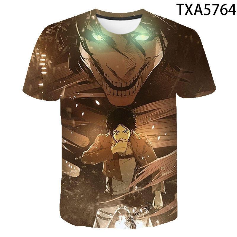 Attack on Titan 3D Pattern T-Shirt for Anime Fans, Stylish Cartoon Tops, Lightweight Polyester Casual Streetwear Clothes
