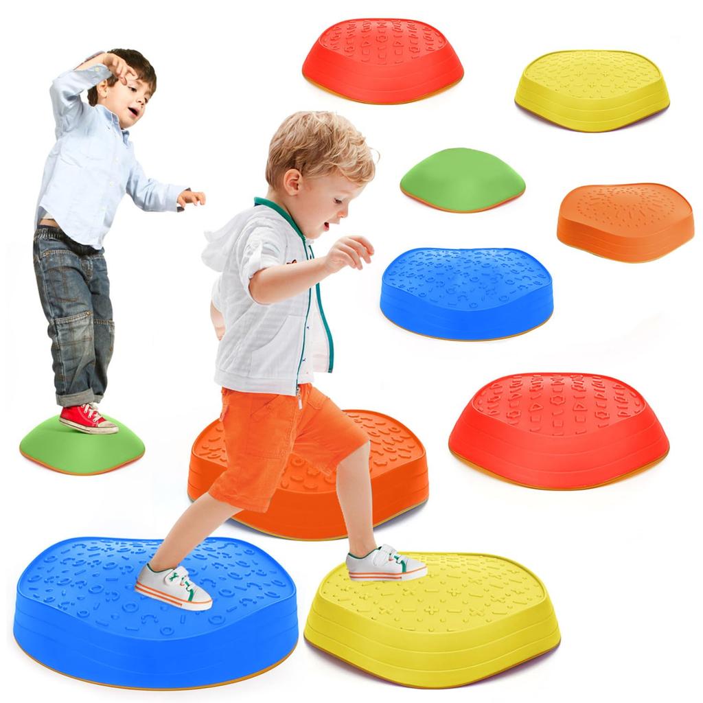 JoyRapt Balance Stones, Set of 10, Balance Beam for Kids with Non-Slip Backing, for Toddlers and Children, Balance Training, Motor Skills,