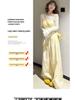 Dopamine Yellow Polka Dot High-Waisted Wide-Leg Pants for Women, Petite, Spring/Autumn 2025, Lightweight, Floor-Length
