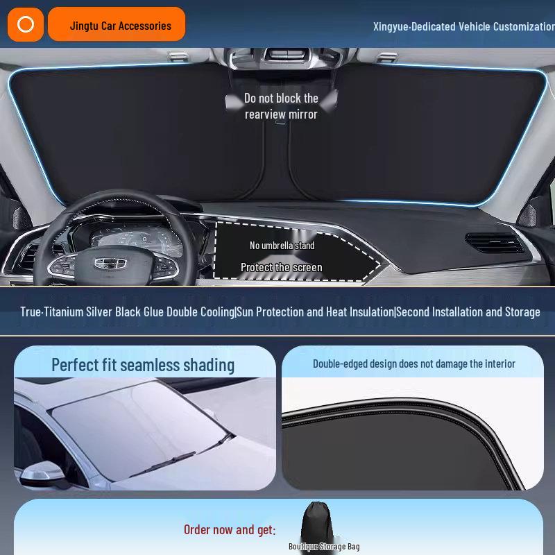 Geely Car Sunshade: Heat-Insulation Windshield Curtain for 25 Models, including Xingyue L, Xingyuan, Xingrui, Emgrand, Boyue L, and Panda MINI.
