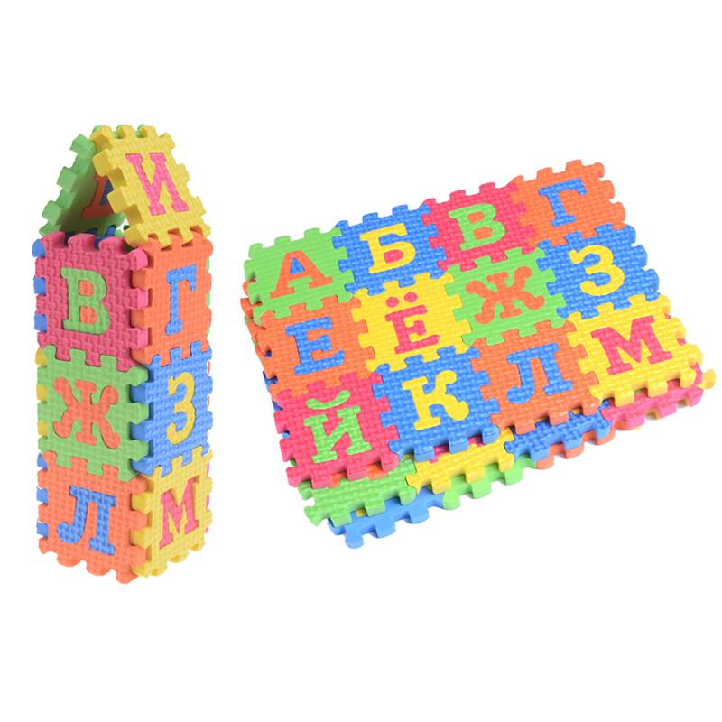 60Pcs EVA Foam Russian Alphabet Letters Numbers Floor Baby Mat Learn toy wt