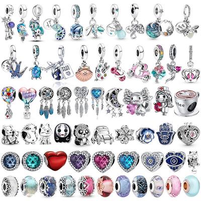 100% S925 Sterling Silver Chameleon Evil Eye Sea Turtle Glass Charms Beads Fit Original Bracelet DIY Jewelry Making