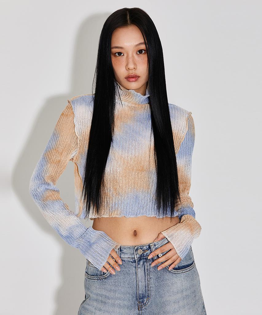 TOPGIRL Tie-Dye Overneck Crop Knit Top_T316Tp105
