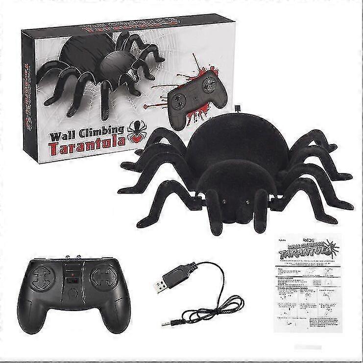 Rc Remote Control Wall Climbing Horrible Big Black Spider Prank Toy Simulation Tricky Toy