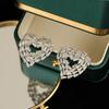 New Copper Micro Inlaid Cubic Zirconia Heart Shaped Hollow Earrings Clothing Accessories Gifts
