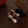 European & American Retro Pearl Earrings: Luxurious French Style with Smooth Metal Finish for Women