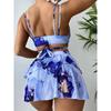 Sexy Bikini 2025 Mujer Skirt Swimsuit Women Blue Marple Print Cover Up 3 Piece Swimwear Beach Bathing Suit Swimming Suit Biquini