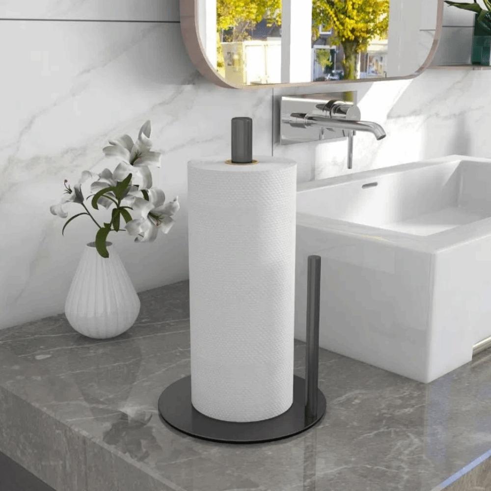One-Handed Tear Paper Towel Stand Weighted Base Roll Paper Holder Paper Towel Holder  Countertop