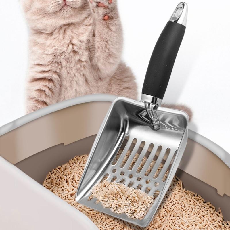 Cats Litter Scooper with Deep Shovel Metal Scoops Hollowed Poops Sifting Metal Handle