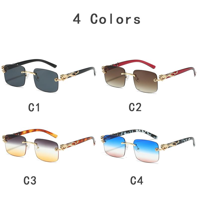 Luxury Designer Sunglasses Men Women Leopard Print Rimless Vintage Elegant Shades Trendy Cute Fashion Glasses