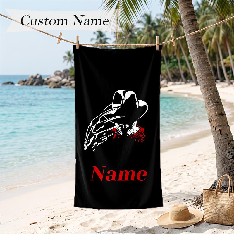 Freddy Krueger Custom Name Printed Beach Towel Personalized Soft Towel For Swimming Beach Travel
