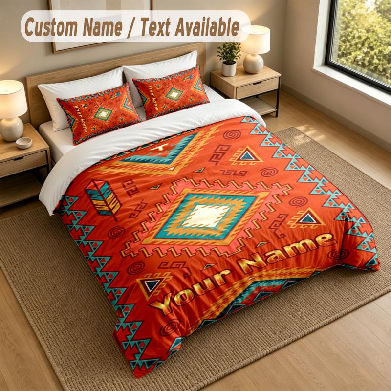 American Patriotic Theme Personalized 3Pcs Bedding Set Custom Text & Name 1 Sheet 2 Pillowcases Household Bedding 1pc