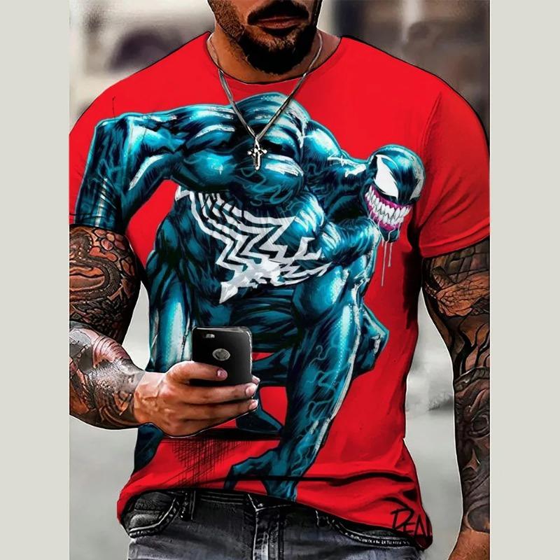 2026 summer 3D printed men's new T-shirt casual and comfortable Venom T-shirt men's short sleeved T-shirt men's clothing
