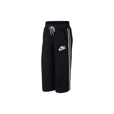 Logo Stripe Print Loose Fit Drawstring Cropped Casual Pants Women Bottoms Black 932104-010