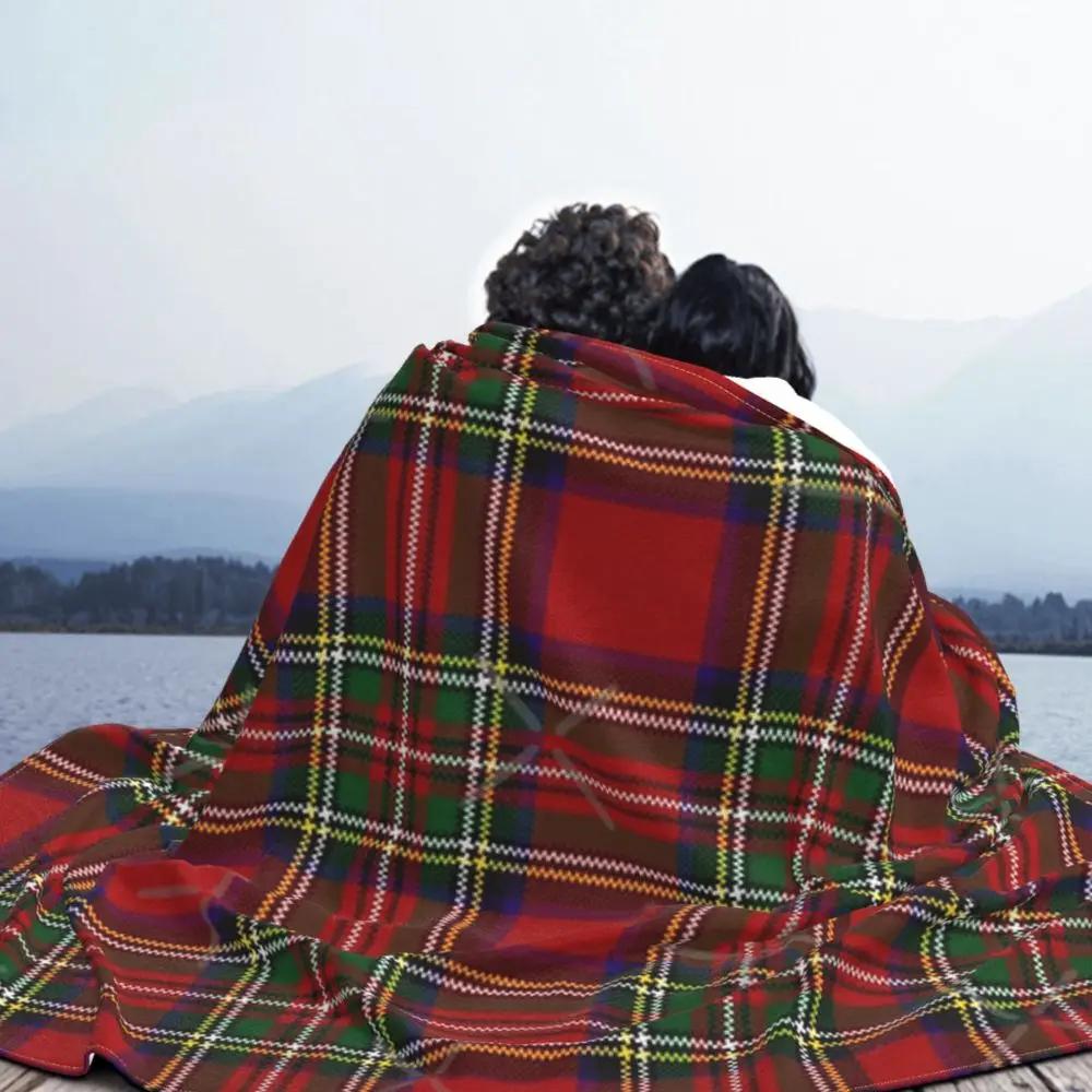 Coperte Plaid Tartan Rosso Clan Stewart Coperta in Flanella Ultra-Morbida Leggera Decorazione per la Casa Pile per Uomini Donne Bambini