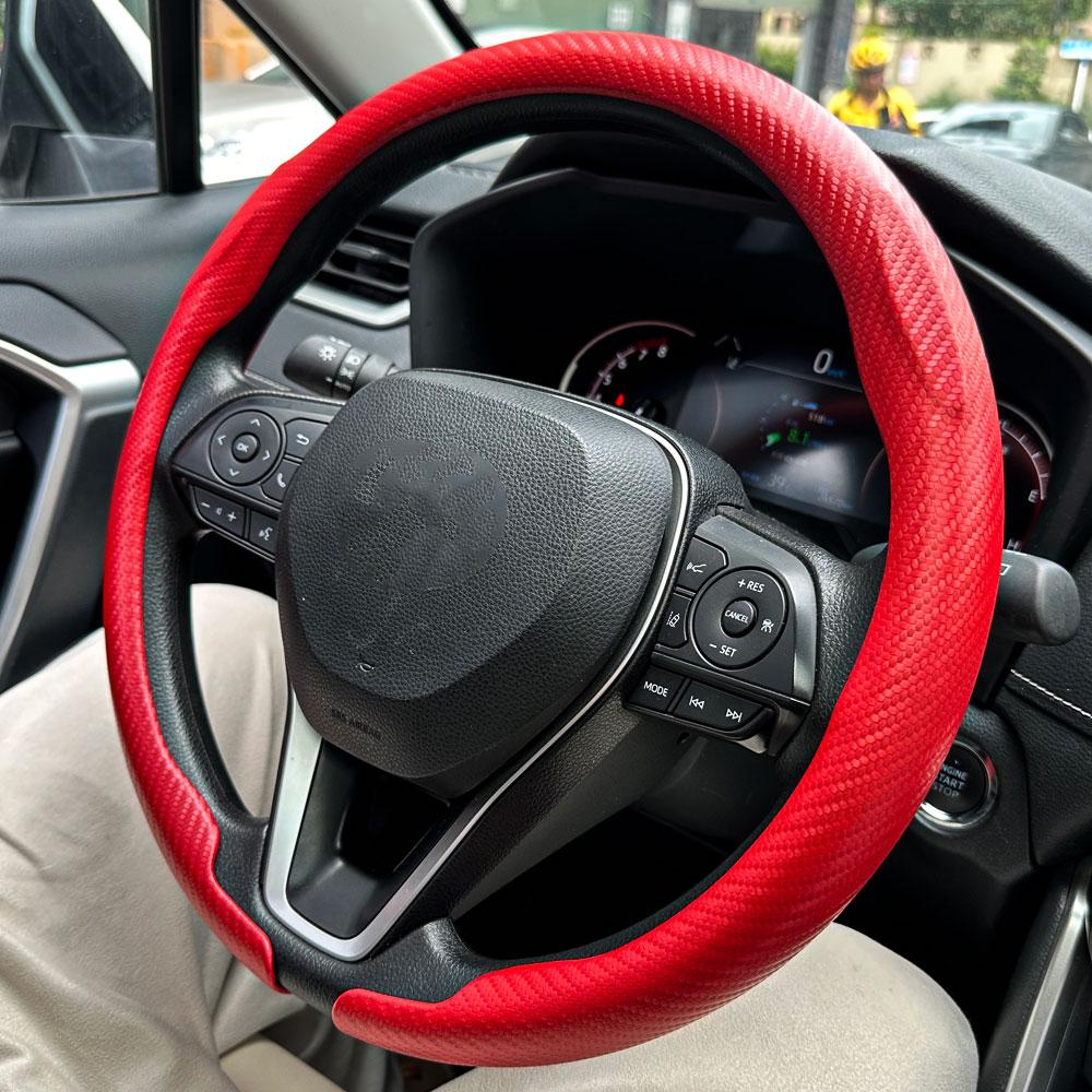 Allgemeine Auto Lenkradabdeckung Kohlefaser Sport rutschfest Kartenhalter Abdeckung Typ D, D-förmig, Rundes Lenkrad Zubehör