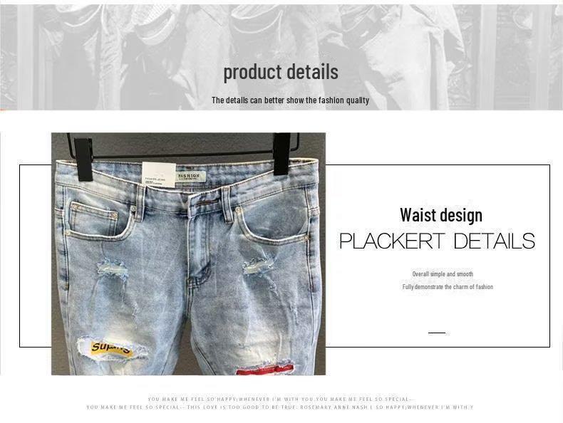 Men's Korean Style Slim Fit Ripped Denim Shorts – Trendy Blue Summer Fashion