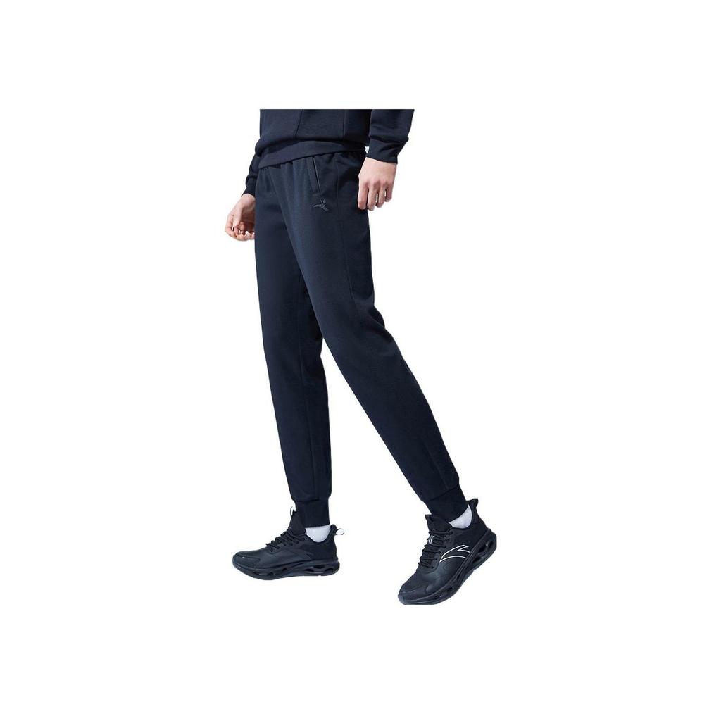 Anta Solid Color Cuffed Casual Sports Pants Men Bottoms Black 152317307-1