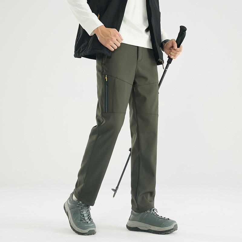 Mens Softshell Outdoor Pants With Fleece Lining Windproof Waterproof Hiking Climbing Trousers Winter