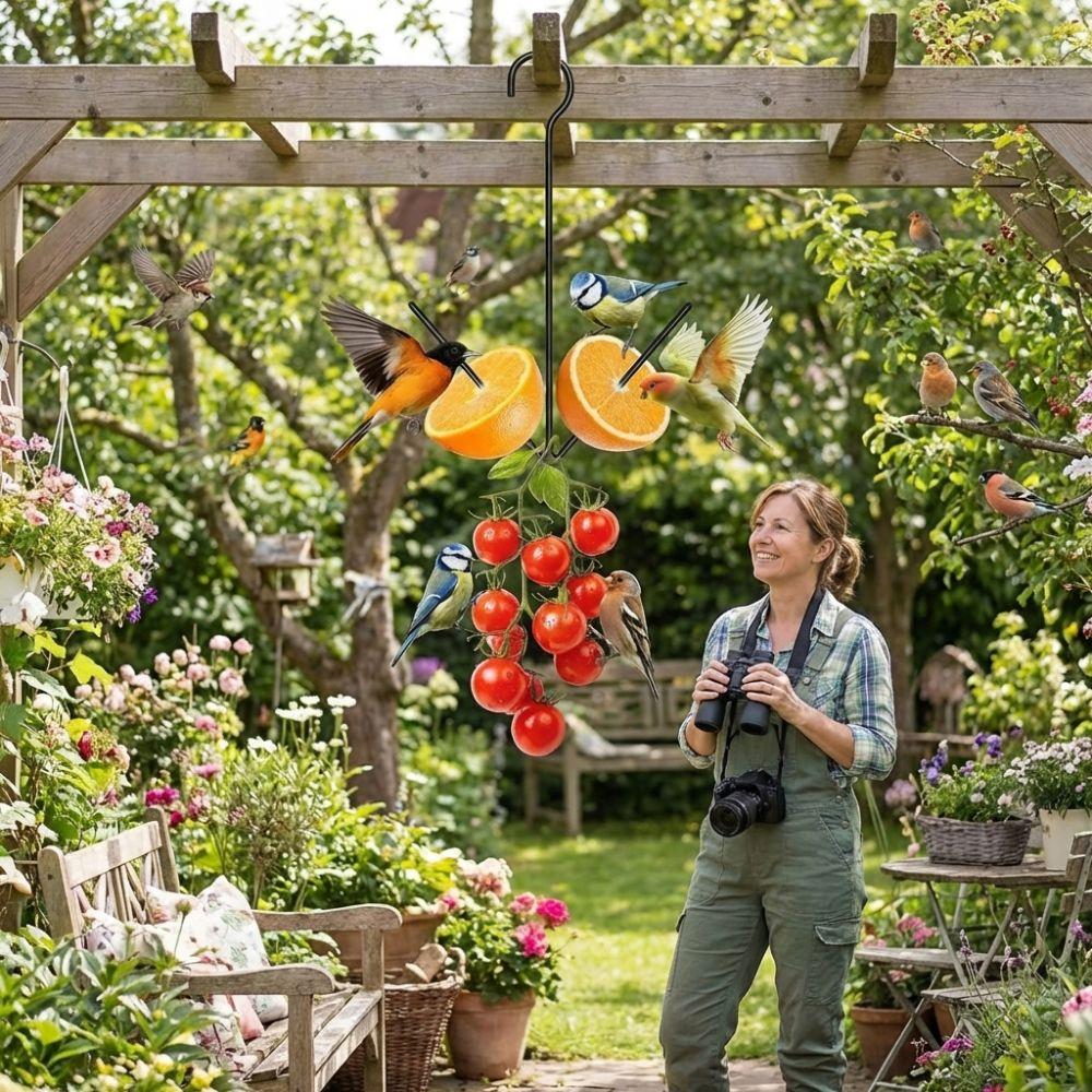 Metal Hummingbird Feeder Hanging Hook Pet Food Storage Rack Fruit Bird Feeder  Yard Porch
