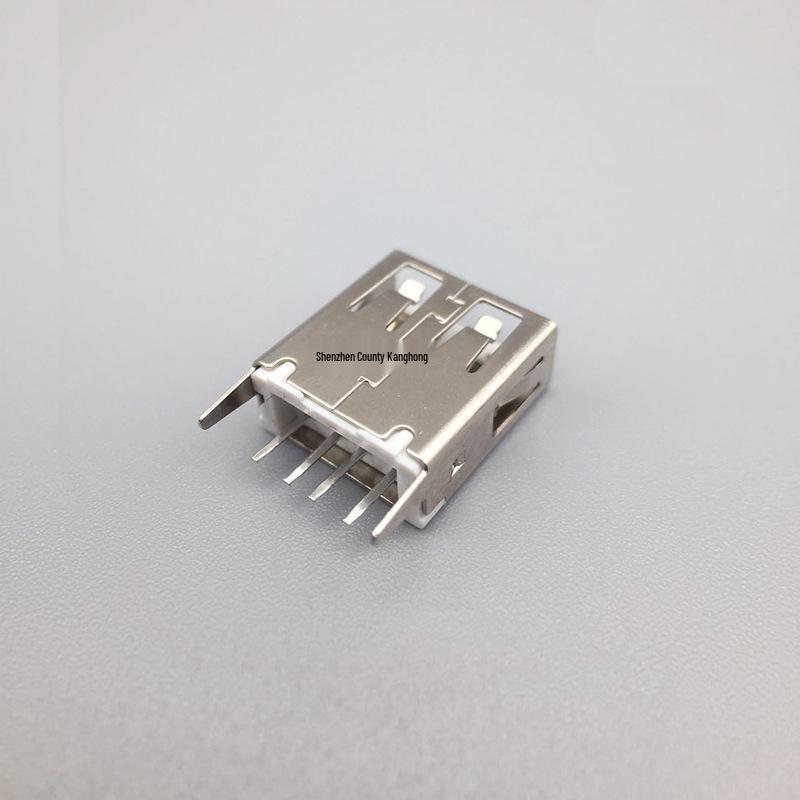 Vertical USB 2.0 Type A Female Port, 13.7mm Connector, 180° Straight Pins, Flat Mouth Socket