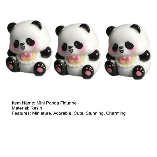 3 Pcs Mini Panda Figurines, Cute Resin Panda Fairy Garden Accessories, Cartoon Tiny Animals Cake Topper for DIY Craft, Aquarium, Car
