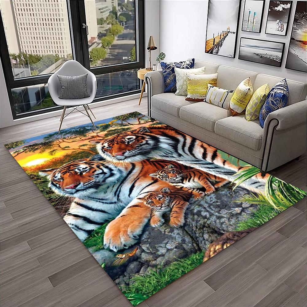 3D Dream Tiger Animal Cartoon Carpet Rug for Home Living Room Bedroom Sofa Doormat Decor,Child Play Area Rug Non-slip Floor Mat